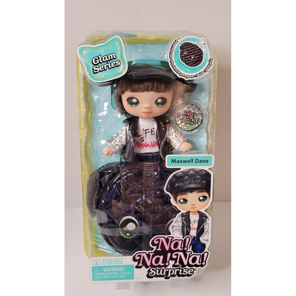 Na Na Na Surprise Glam Series Maxwell Dane Boy Fashion Doll Metallic Puppy Purse